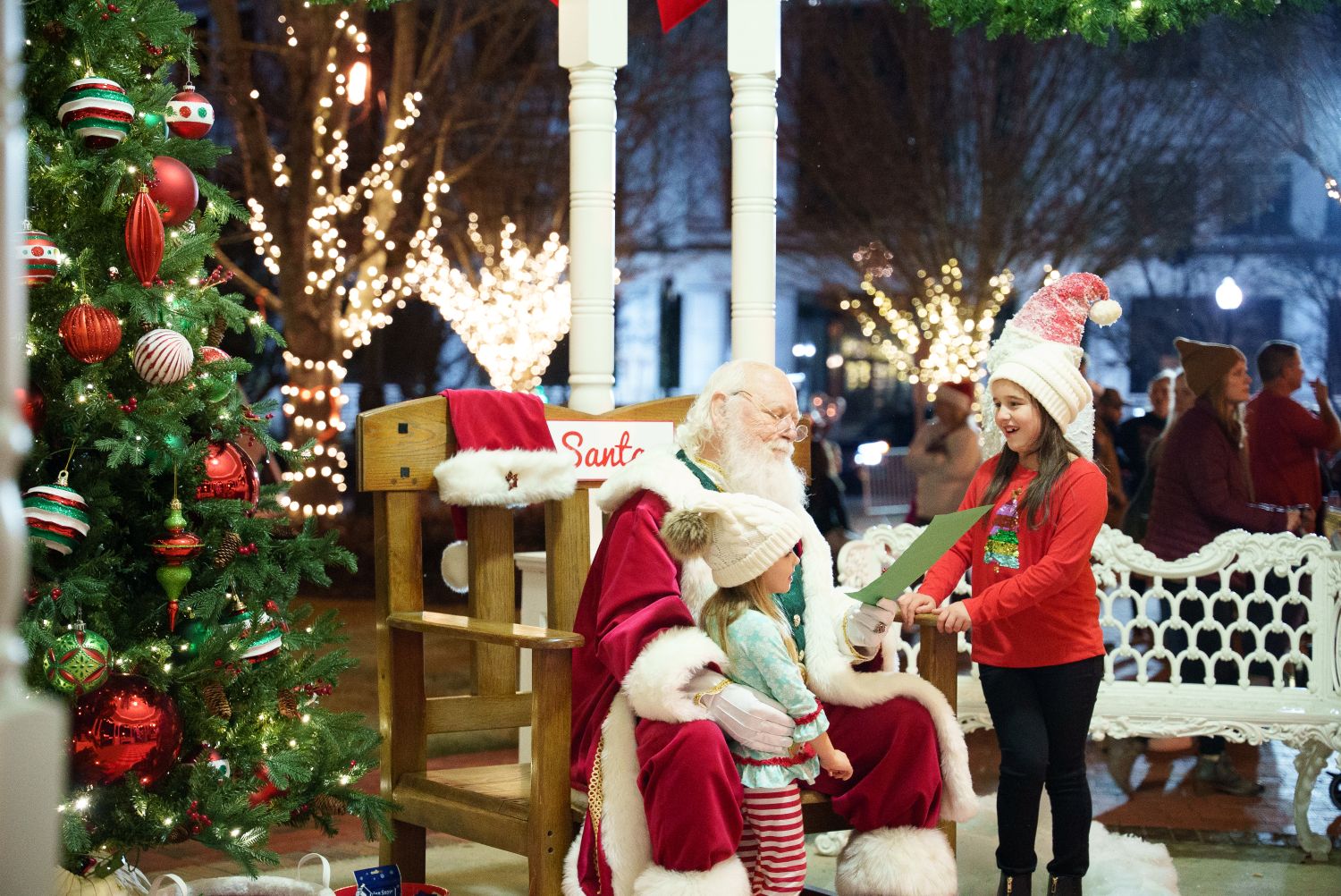 Children meeting with Santa in Gazebo
